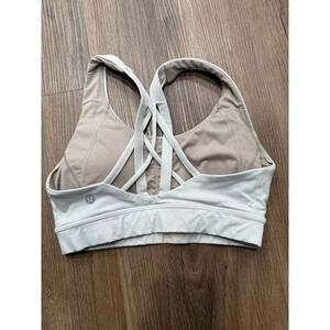 Lululemon Free To Be Wild Sports Bra Light Gray Tan Strappy Back Size 4